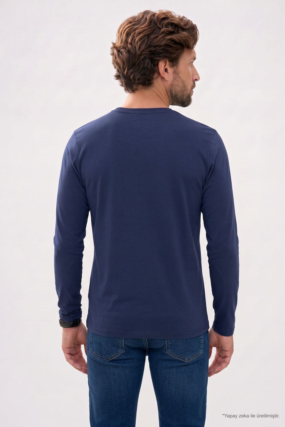 SLIM FIT LONG SLV  CREW NECK PLAIN LYC  T-SHIRT