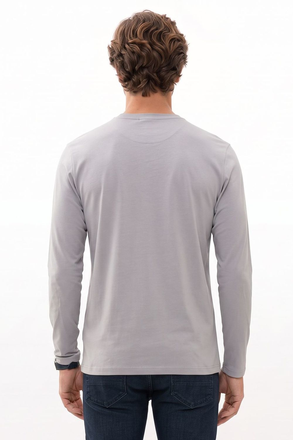 SLIM FIT LONG SLV  CREW NECK PLAIN LYC  T-SHIRT