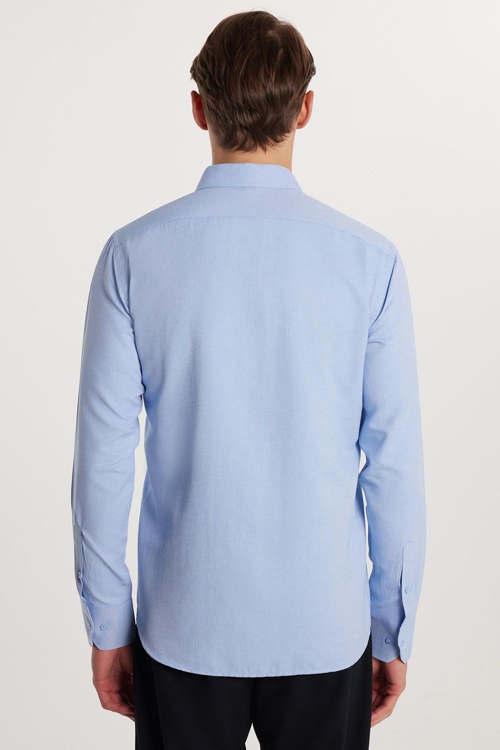 Modern Slim Fit Pamuklu Kolay Ütü Armürlü Erkek Gömlek