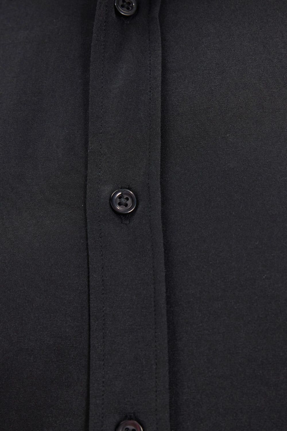 Erkek Modern Slim Fit Düz Saten Pamuklu Siyah Gömlek
