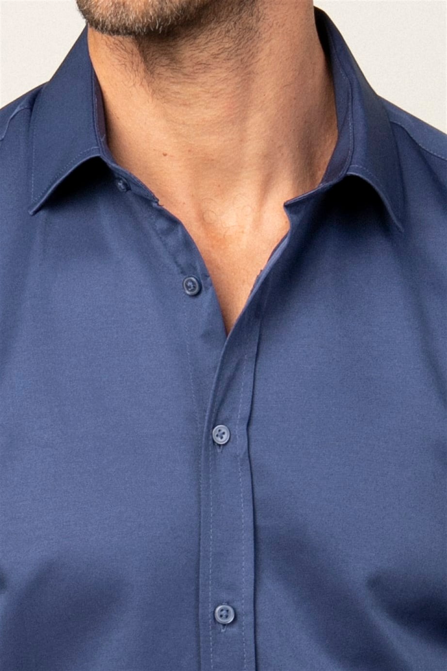 Modern Slim Fit Düz Saten Erkek Gömlek