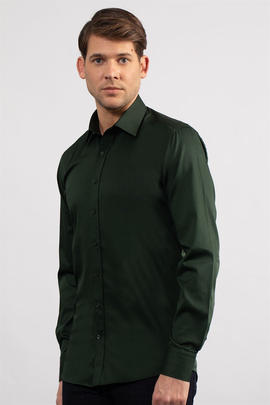 Modern Slim Fit Koton Saten Premium Seri Erkek Gömlek