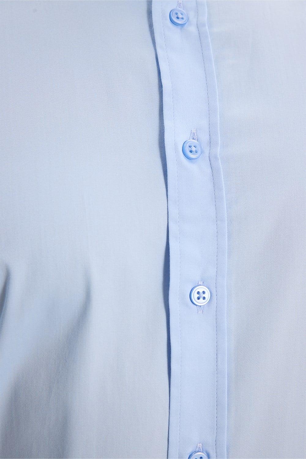 Erkek Modern Slim Fit Uzun Kollu %100 Pamuk Premium Seri Saten Mavi Gömlek