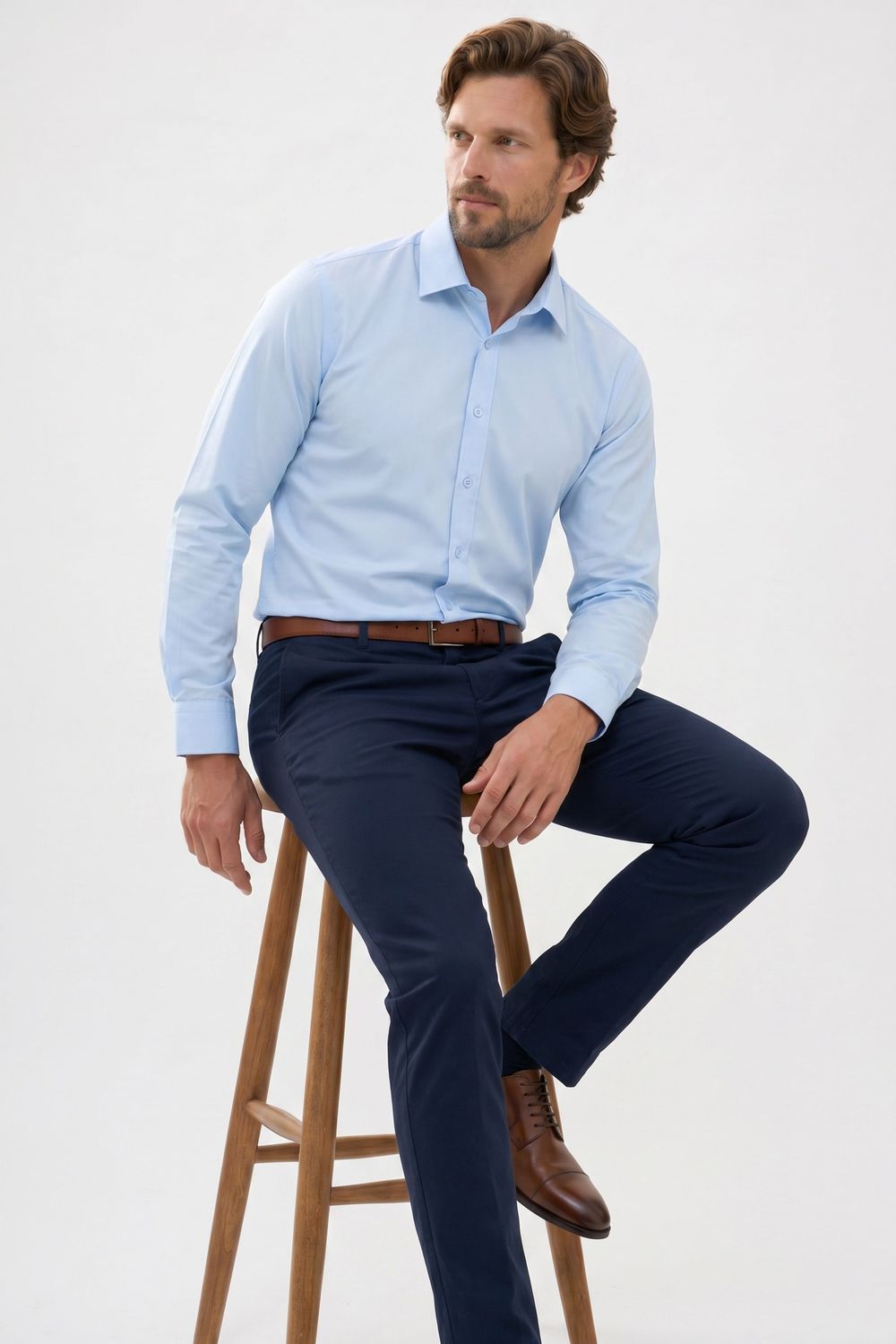 Modern Slim Fit Pamuk Saten Premium Seri Erkek Gömlek