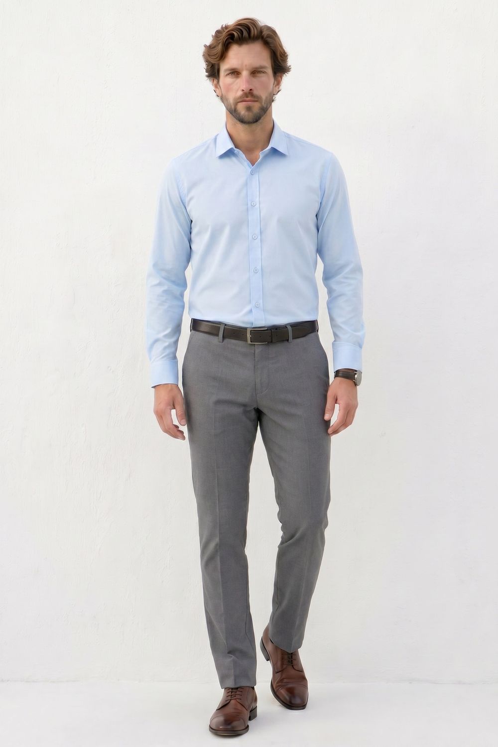 Modern Slim Fit Pamuk Saten Premium Seri Erkek Gömlek