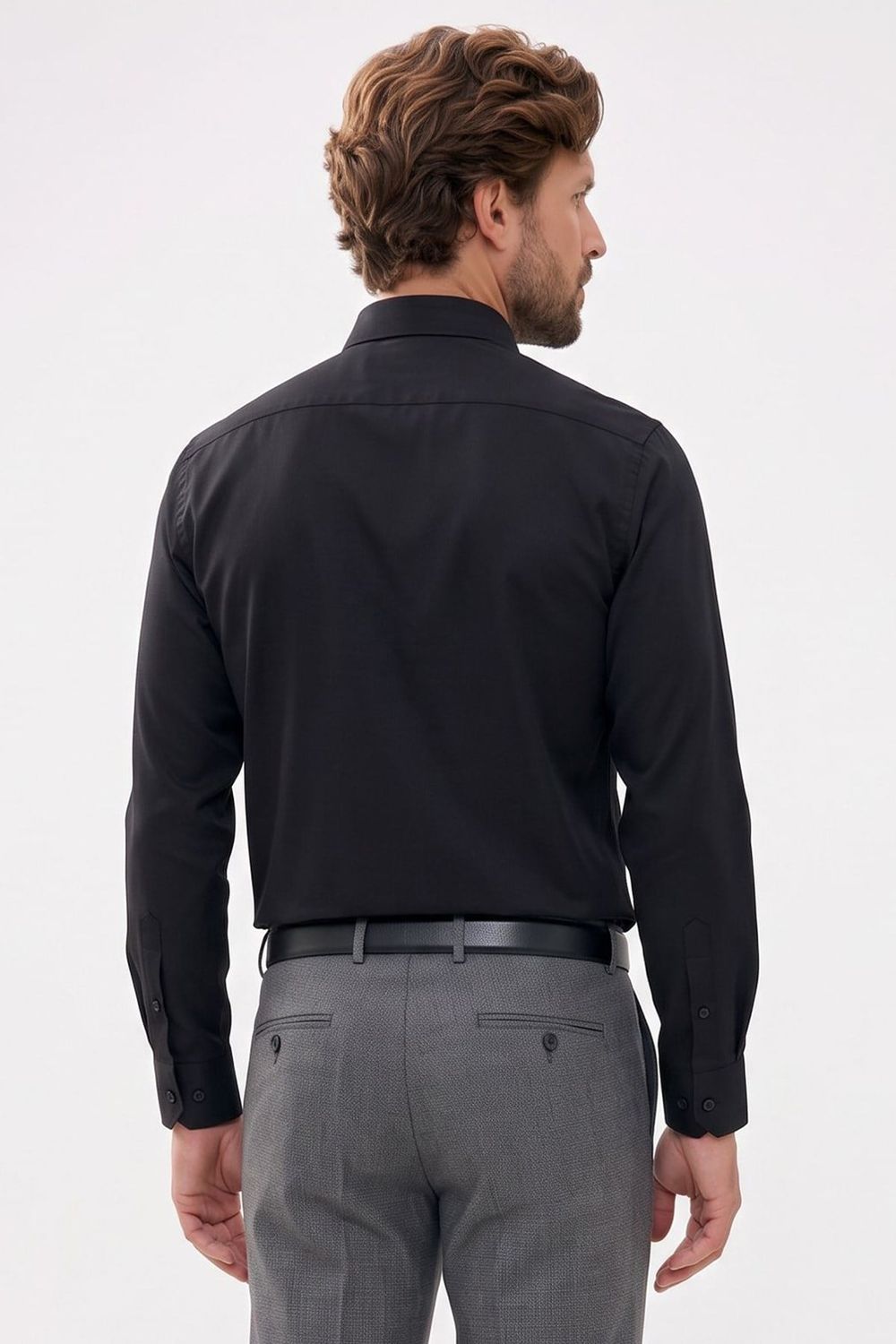 Modern Slim Fit Pamuklu Kolay Ütü Armürlü Erkek Gömlek
