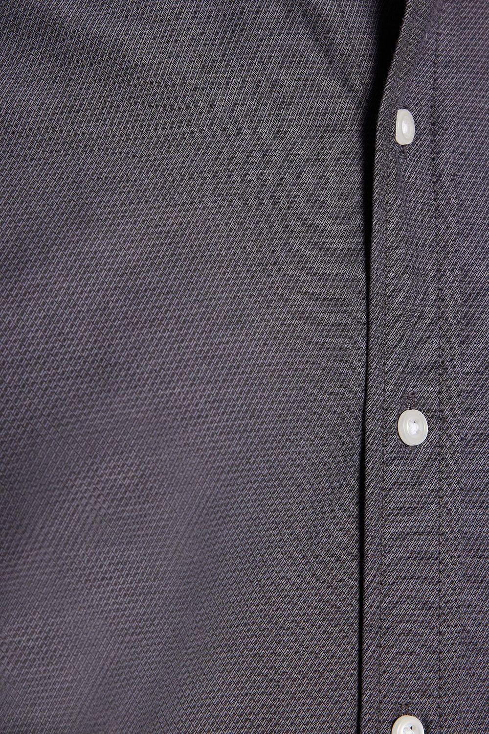 Modern Slim Fit Uzun Kollu Pamuklu Kolay Ütü Armürlü Erkek Füme Gömlek