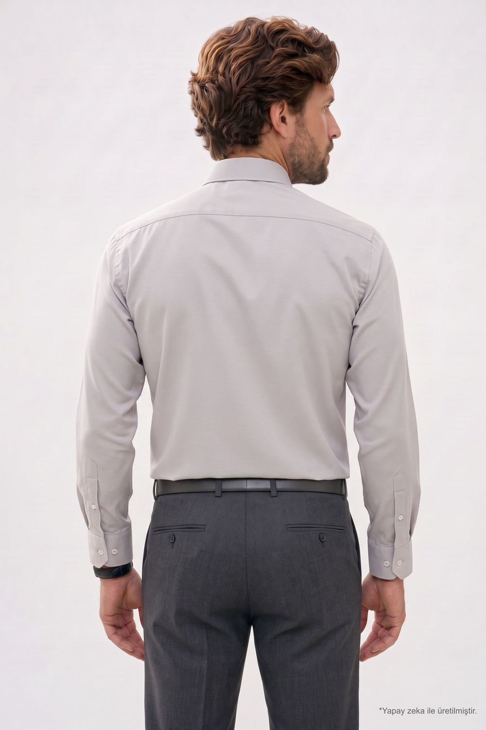 Modern Slim Fit Pamuklu Kolay Ütü Armürlü Erkek Gömlek