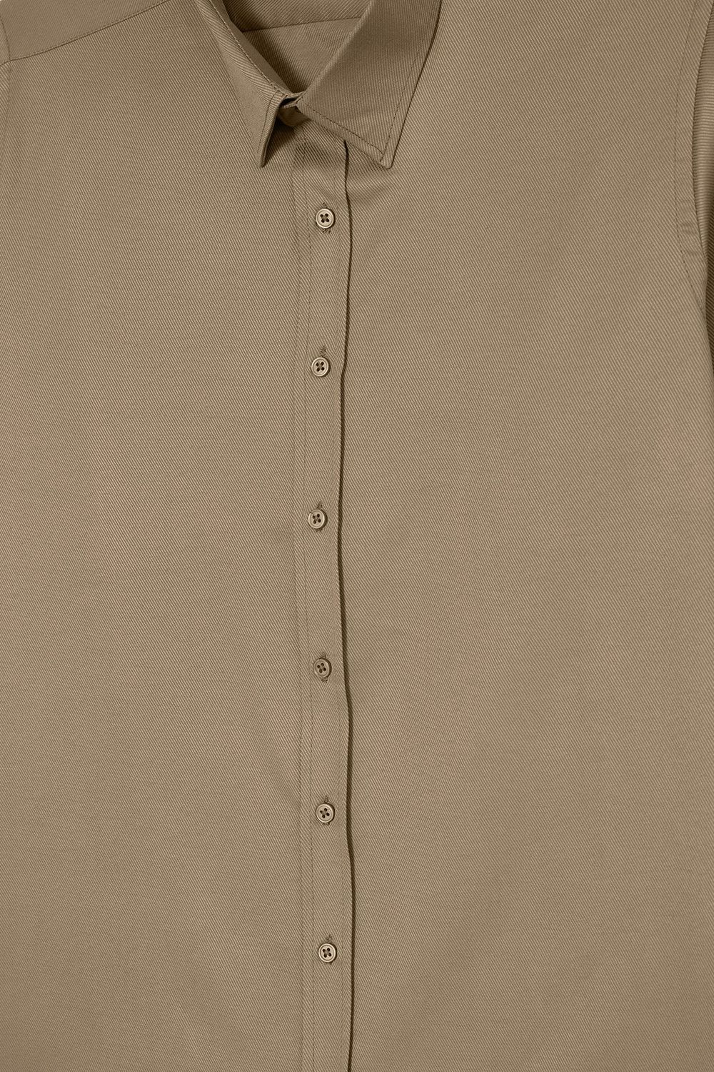 Erkek Modern Fit Dar Kesim Pamuklu Uzun Kollu Kravatlık Armürlü Bej Gömlek