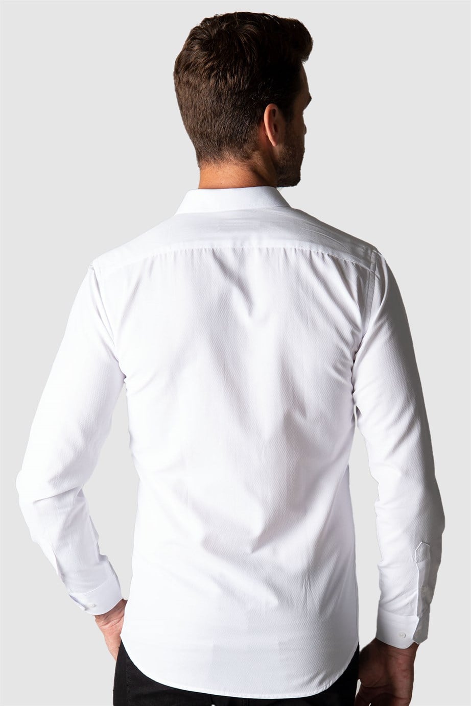 Modern Slim Fit Dar Kesim Armürlü Erkek Gömlek