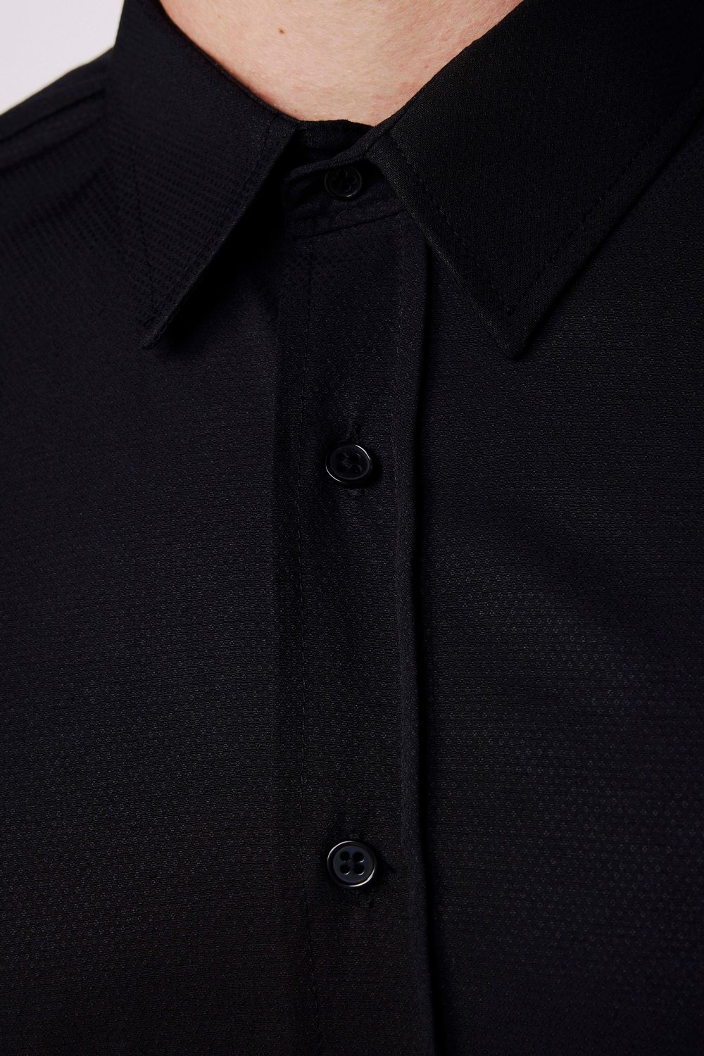 Modern Slim Fit Pamuklu Kolay Ütü Armürlü Siyah Erkek Gömlek