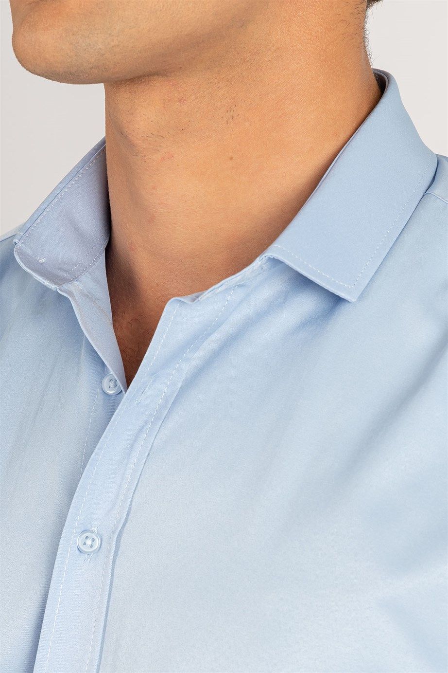 Modern Slim Fit Kısa Kol Kravat Yaka Gömlek
