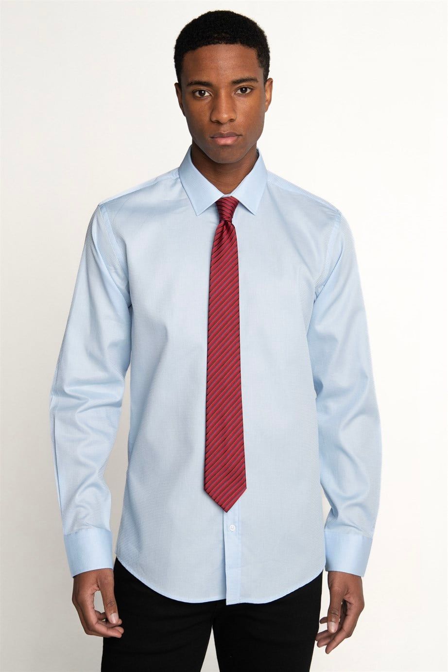 Modern Fit %100 Pamuk Armürlü Leke Tutmaz Gömlek