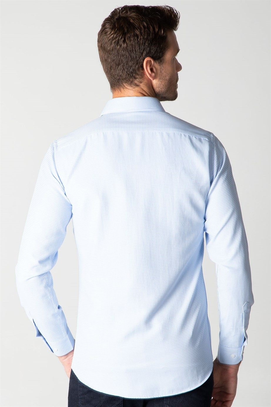 Modern Slim Fit Dar Kesim Armürlü Erkek Gömlek