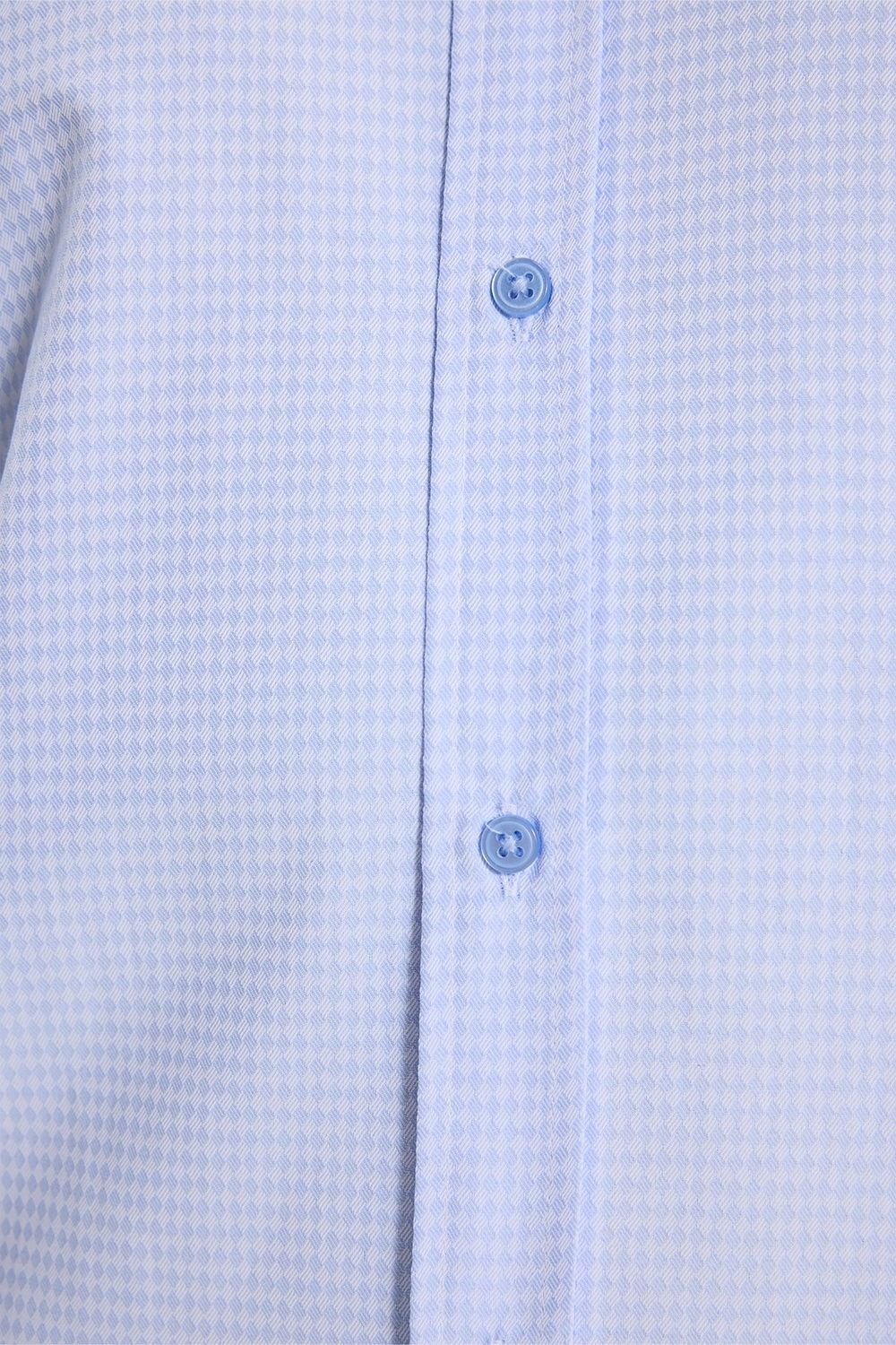 Modern Slim Fit Uzun Kollu Pamuklu Kolay Ütü Armürlü Erkek Mavi Gömlek