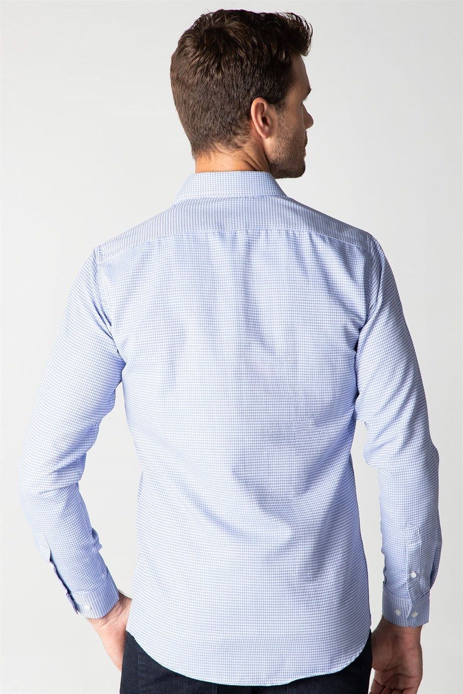 Modern Slim Fit Dar Kesim Armürlü Erkek Gömlek