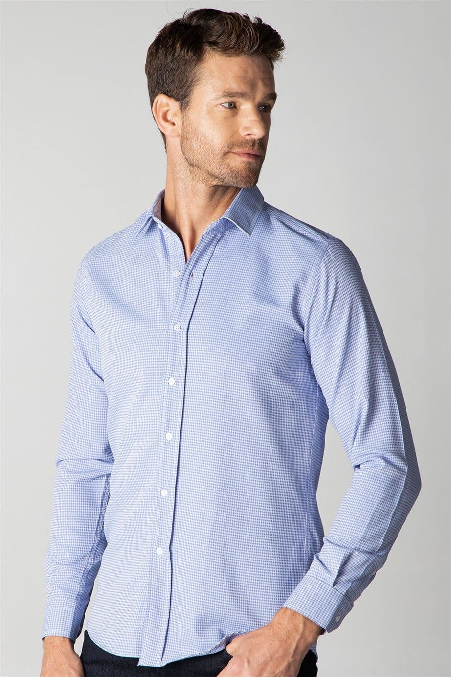 Modern Slim Fit Dar Kesim Armürlü Erkek Gömlek