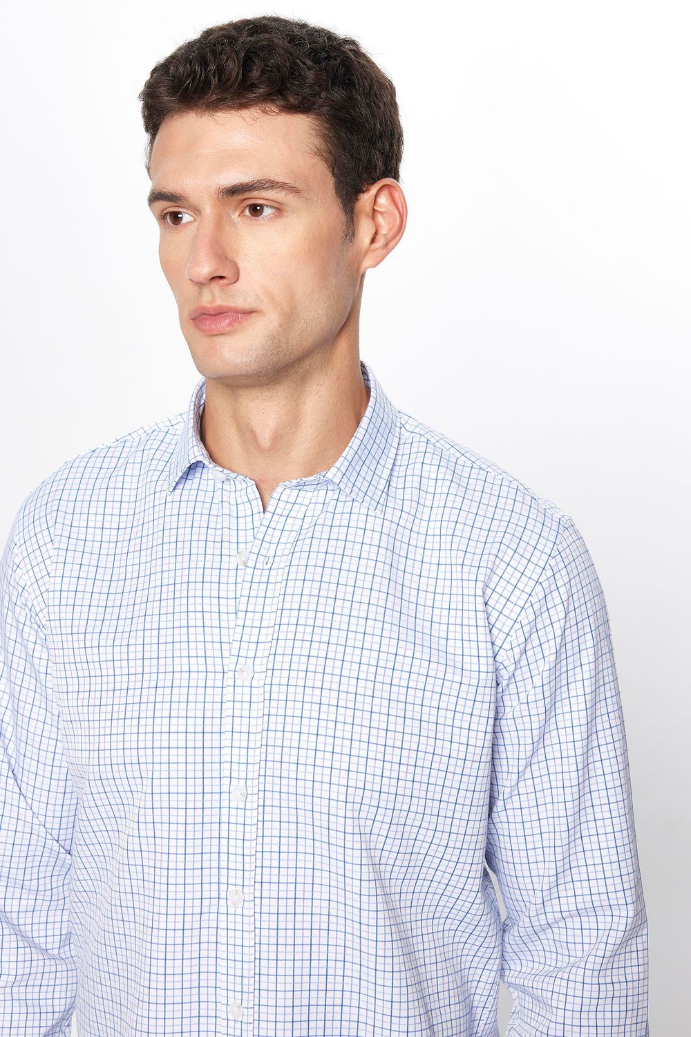 Erkek Modern Slim Fit Dar Kesim Uzun Kollu Pamuklu Çizgili 4 Mevsim İtalyan Yaka Gömlek