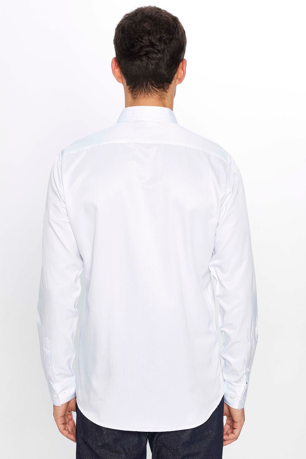 Erkek Modern Slim Fit Dar Kesim Uzun Kollu Pamuklu Çizgili 4 Mevsim İtalyan Yaka Gömlek