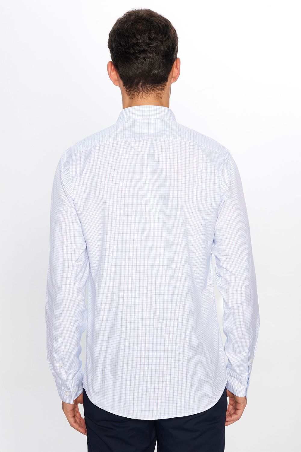 Erkek Modern Slim Fit Dar Kesim Uzun Kollu Pamuklu Çizgili 4 Mevsim İtalyan Yaka Gömlek-31713
