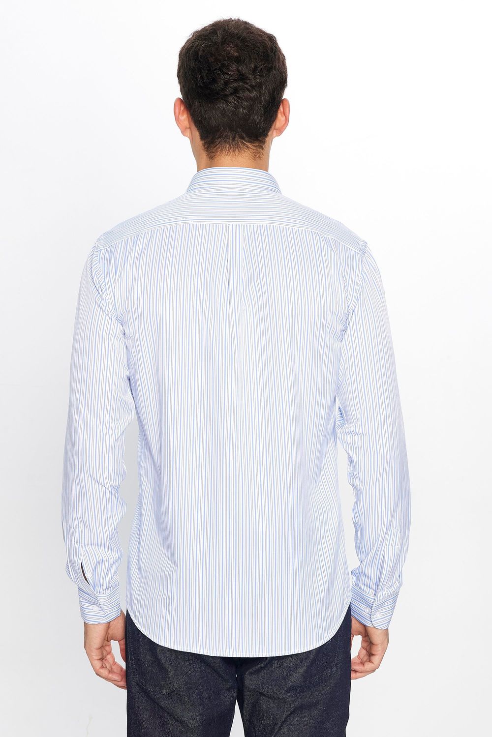 Erkek Modern Slim Fit Dar Kesim Uzun Kollu Pamuklu 4 Mevsim Çizgili Düğmeli Yaka Gömlek
