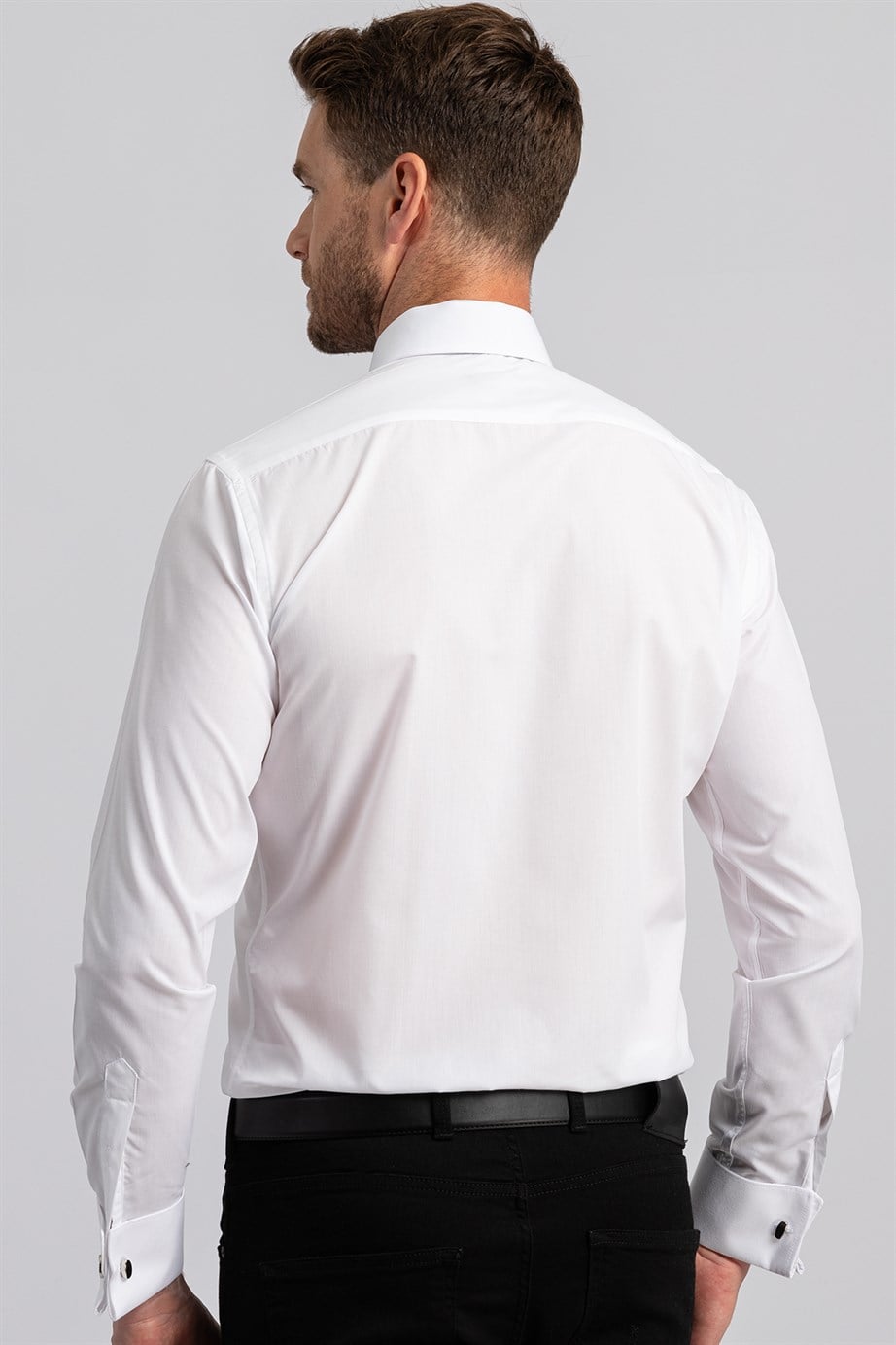 Modern Slim Fit Çift Manşet Erkek Gömlek