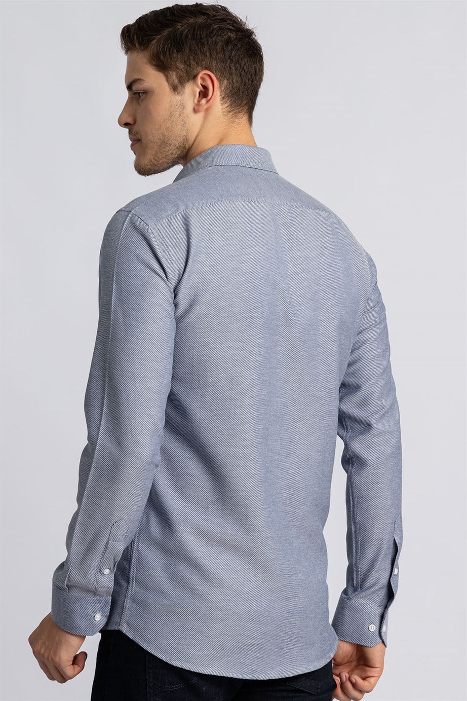 Modern Slim Fit Dar Kesim Armürlü Erkek Gömlek