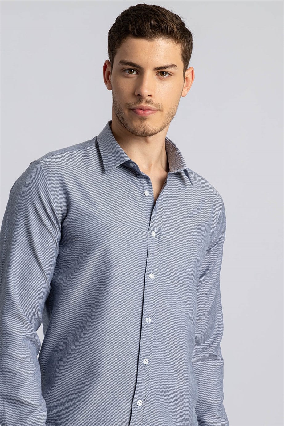 Modern Slim Fit Dar Kesim Armürlü Erkek Gömlek