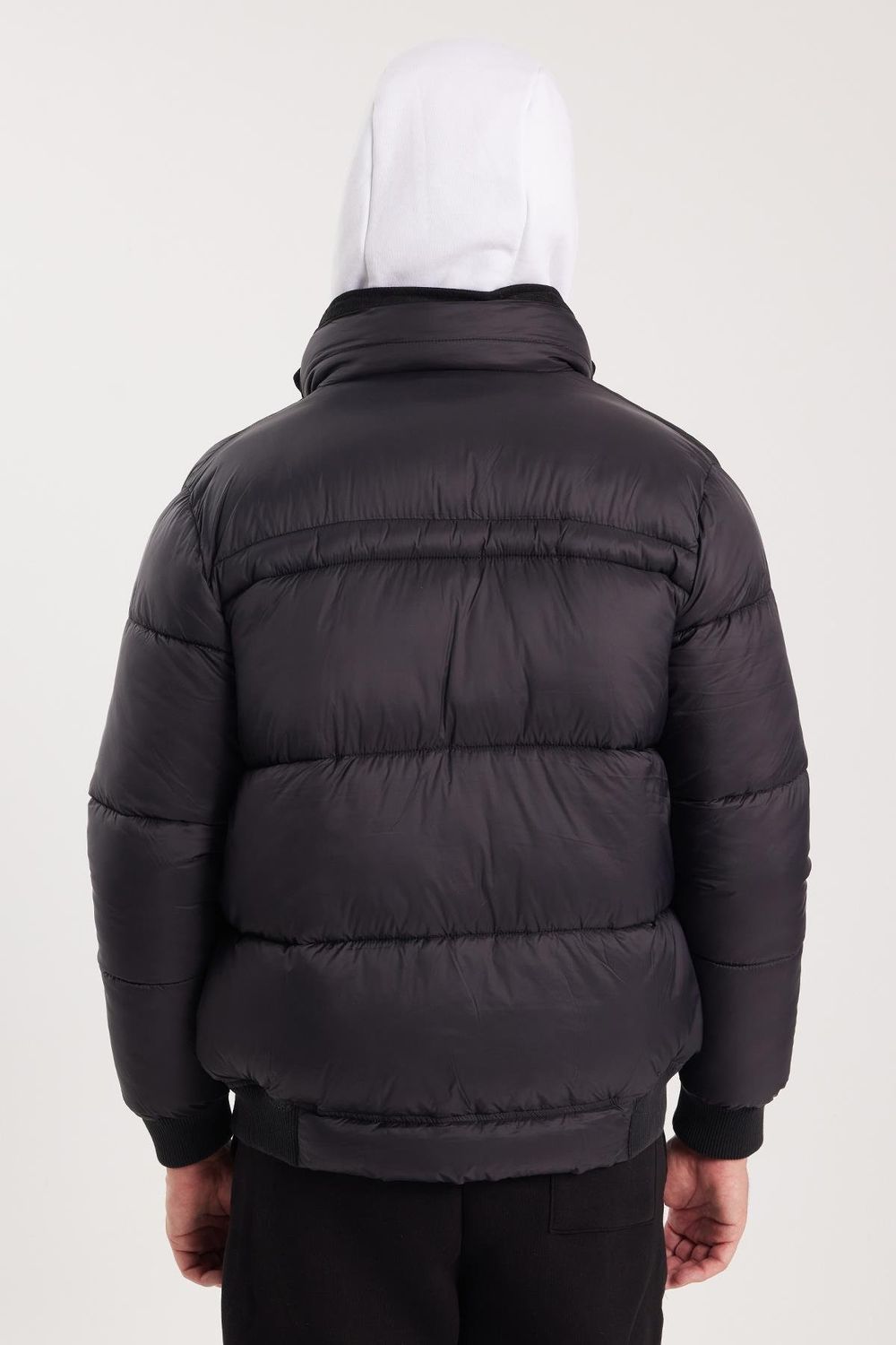 Erkek Regular Fit Klasik Kesim Çift Cepli Lastikli Dik Yaka Siyah Mont