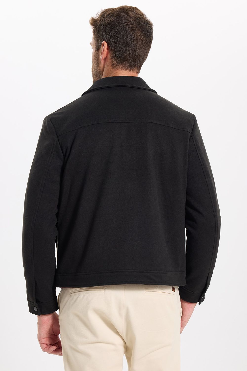 Erkek Slim Fit Dar Kesim Çift Cepli Çıtçıt Kapamalı Siyah Mont