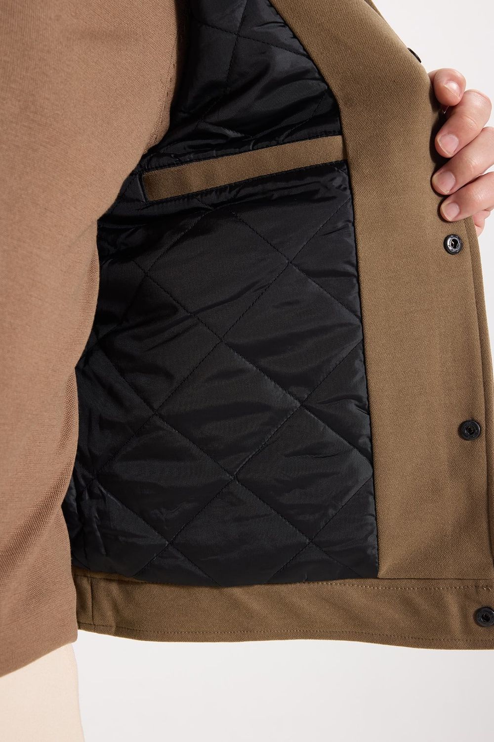 Erkek Slim Fit Dar Kesim Çift Cepli Çıtçıt Kapamalı Kahverengi Mont