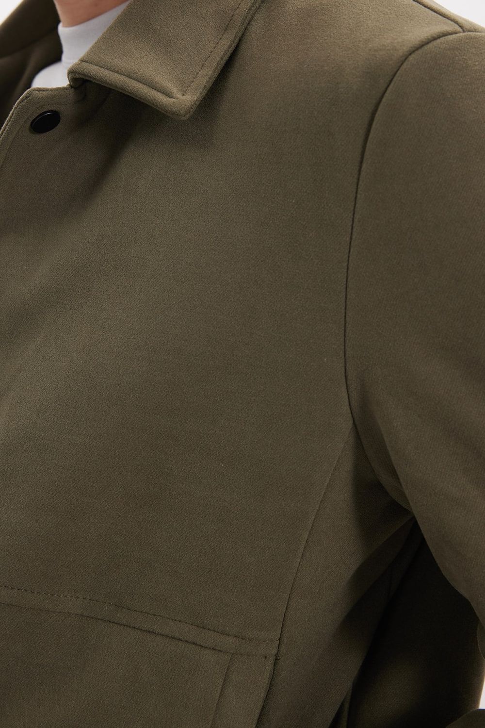 Erkek Slim Fit Dar Kesim Çift Cepli Çıtçıt Kapamalı Haki Mont