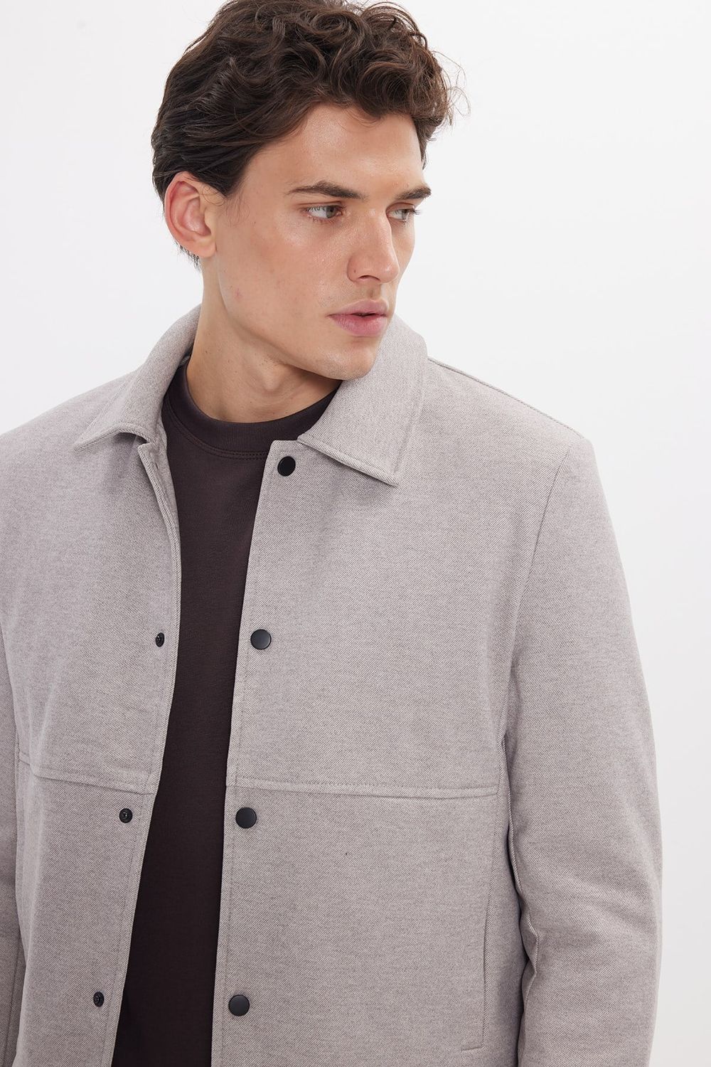 Erkek Slim Fit Dar Kesim Çift Cepli Çıtçıt Kapamalı Taş Mont