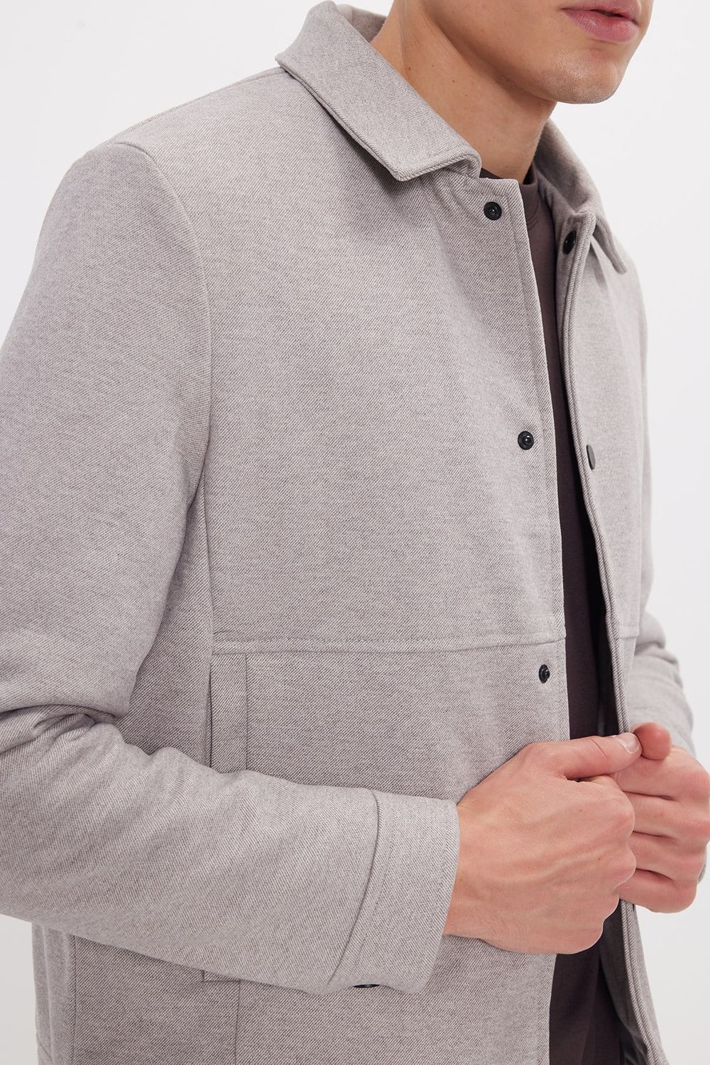 Erkek Slim Fit Dar Kesim Çift Cepli Çıtçıt Kapamalı Taş Mont