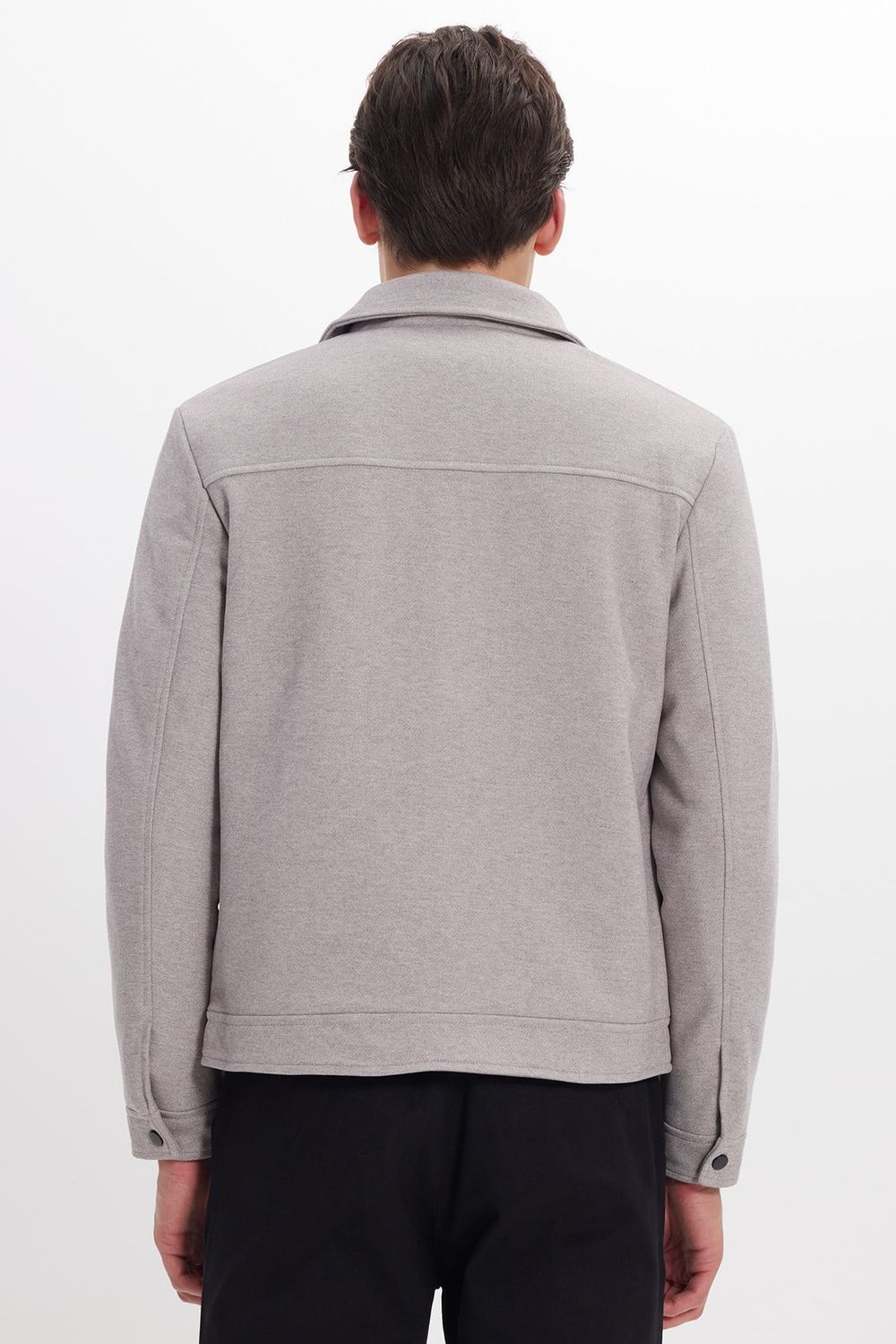 Erkek Slim Fit Dar Kesim Çift Cepli Çıtçıt Kapamalı Taş Mont