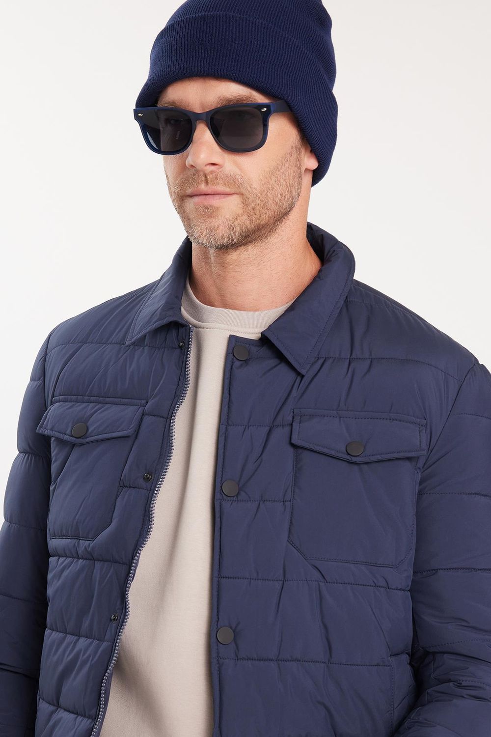 Erkek Regular Fit Klasik Kesim Çift Cepli Çıtçıt Kapamalı Kahverengi Mont