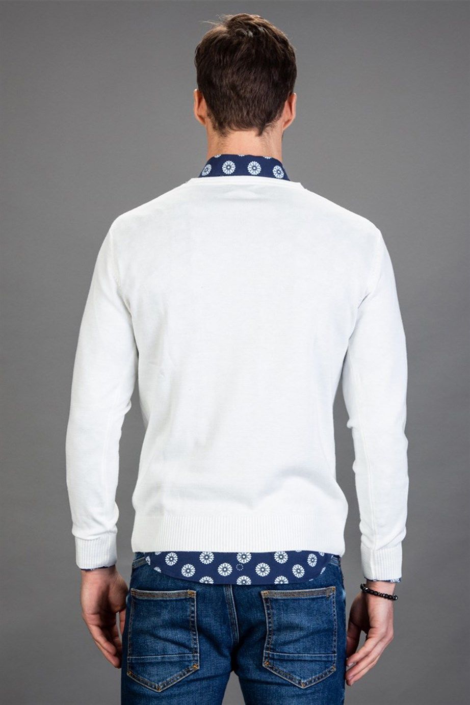 NEW SWEATER COTTON V-NECK PLAIN   KAZAK SWEATER