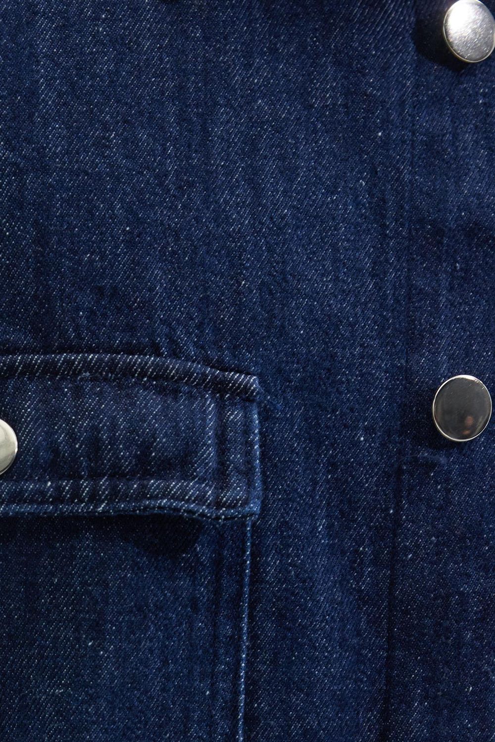 Unisex Oversize Geniş Kesim Denim Kot Çift Cepli Lacivert Overshirt Ceket Tarzı Gömlek