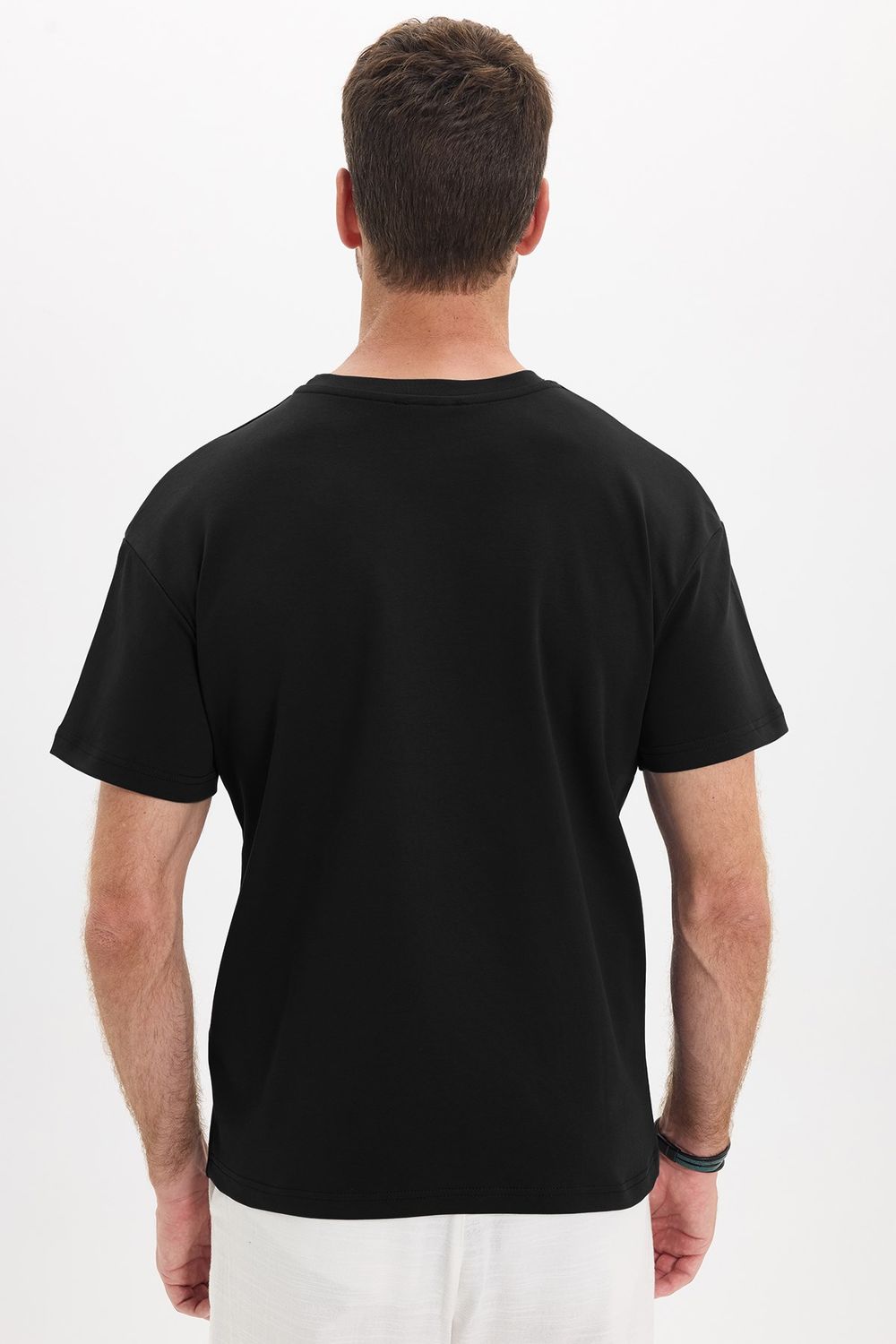 OVERSIZE SHORT SLV PLAIN CREW NECK WITH POCKET T-SHIRT