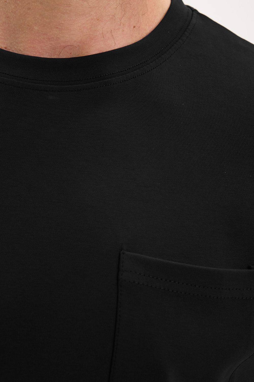 OVERSIZE SHORT SLV PLAIN CREW NECK WITH POCKET T-SHIRT