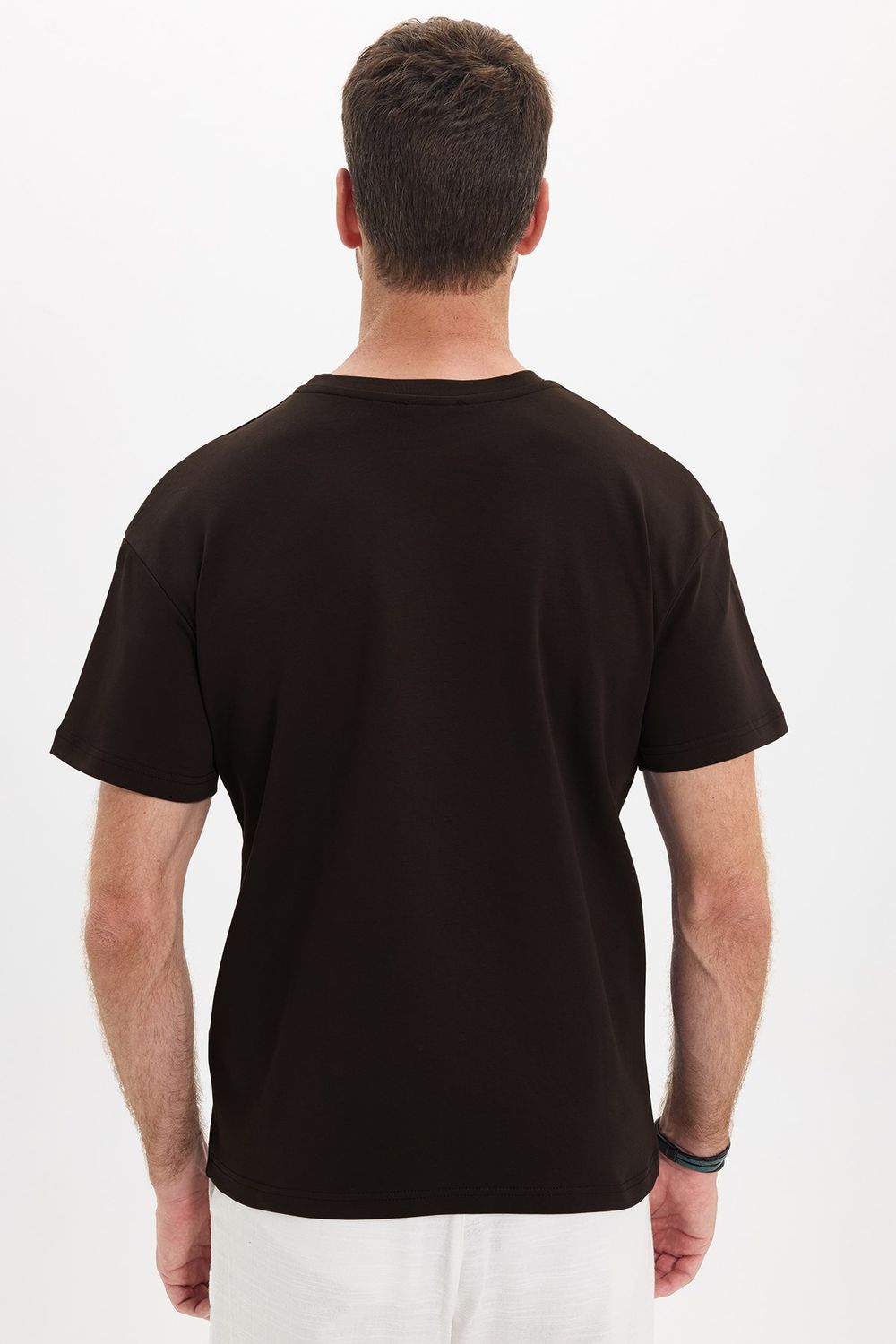 OVERSIZE SHORT SLV PLAIN CREW NECK WITH POCKET T-SHIRT