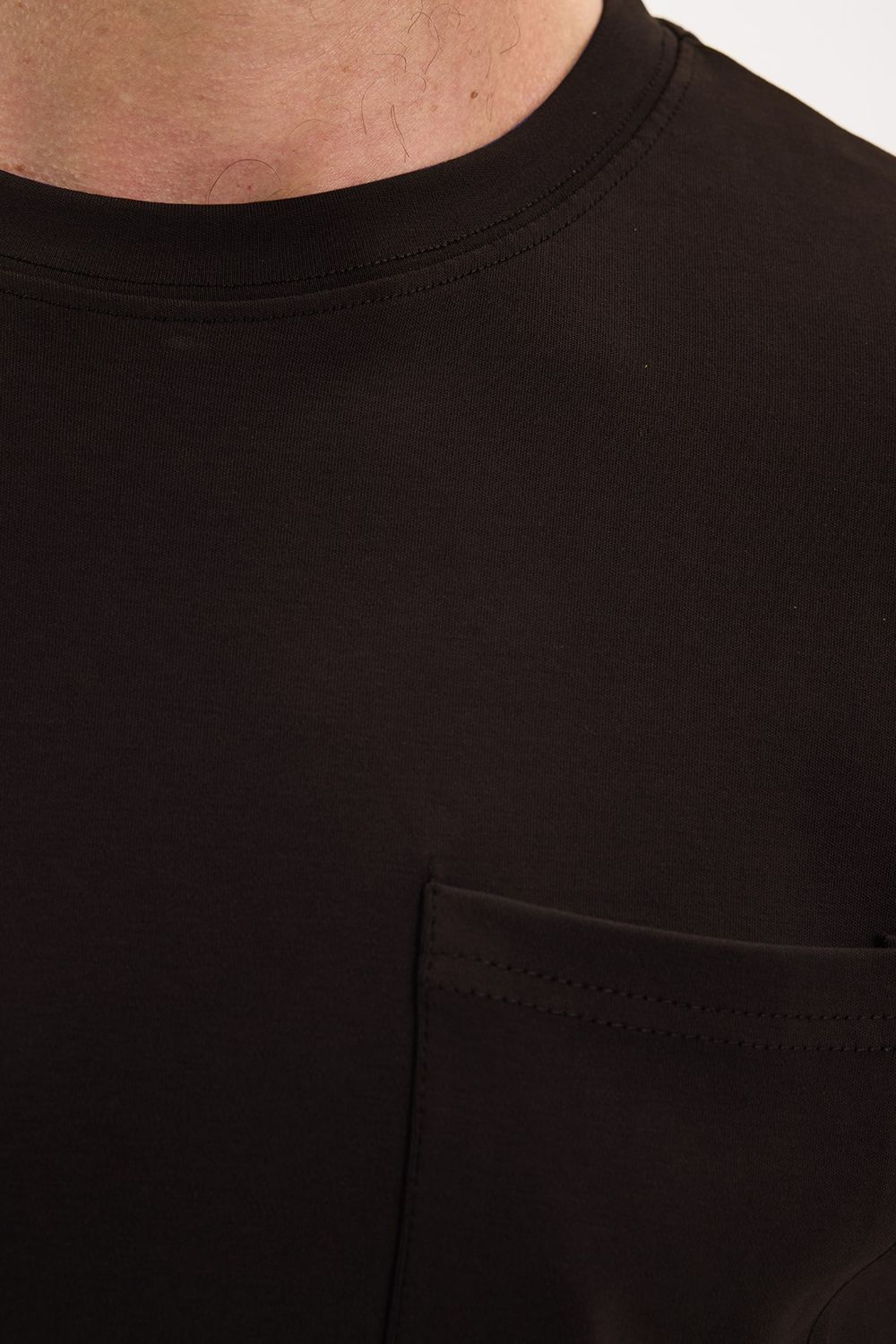 OVERSIZE SHORT SLV PLAIN CREW NECK WITH POCKET T-SHIRT