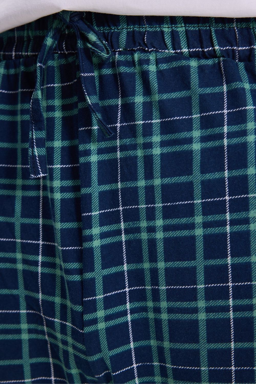 Erkek Standart Fit Normal Kesim Pamuklu Kareli Beli Bağcıklı Cepli  Lacivert Pijama Altı