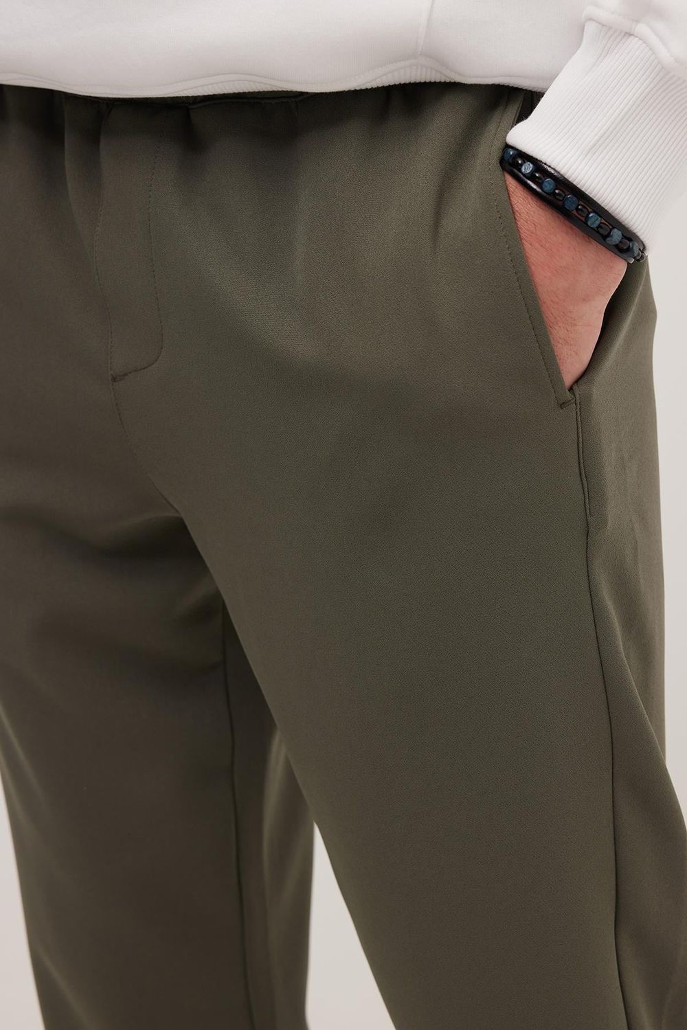 Erkek Beli Lastikli Bağcıklı Jogger Pantolon Rahat Kesim Yan Cepli