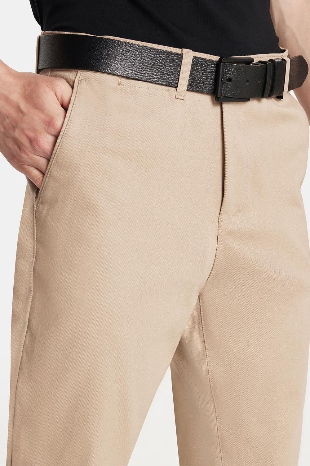 Erkek Regular Fit Chıno Esnek Yandan Cepli Önü Fermuarlı Pamuklu Dokulu Pantolon