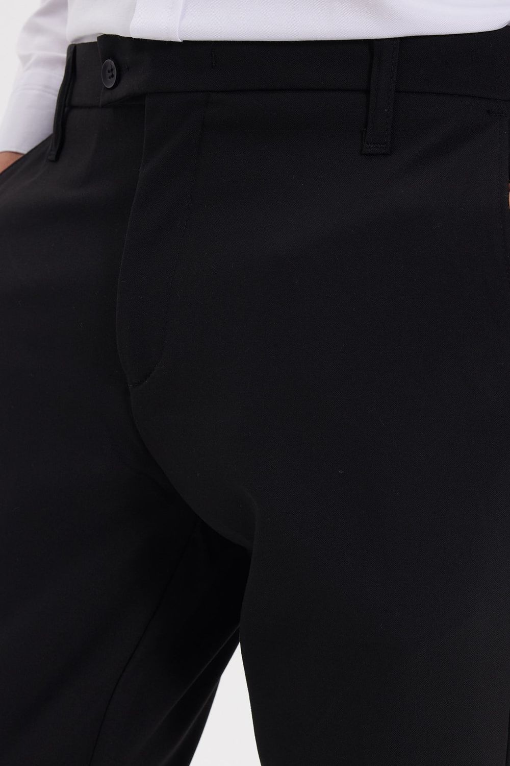 Erkek Slim Fit Dar Kesim Esnek Yan Cepli Bilek Boy Canvas Kesim Siyah Pantolon
