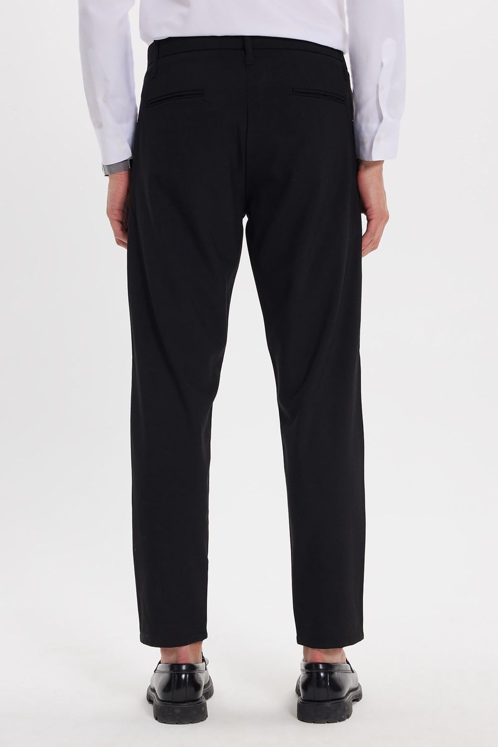 Erkek Slim Fit Dar Kesim Esnek Yan Cepli Bilek Boy Canvas Kesim Siyah Pantolon