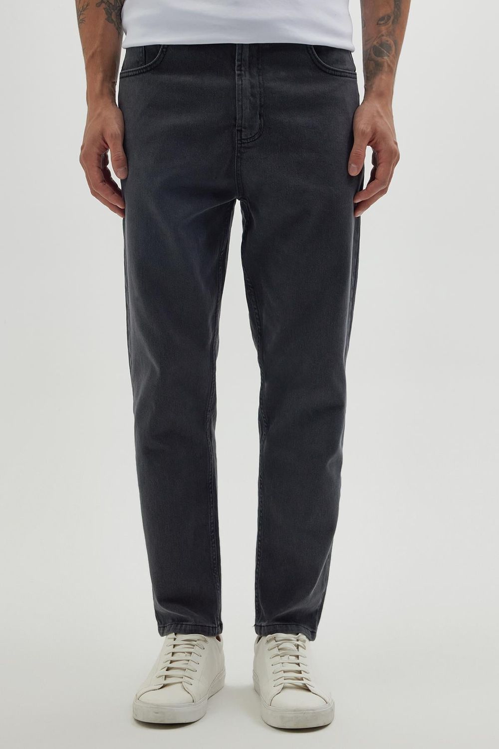 Erkek Regular Fit Bol Kesim Denim Yıkamalı Efektli Esnek Gri Jean Kot Pantolon