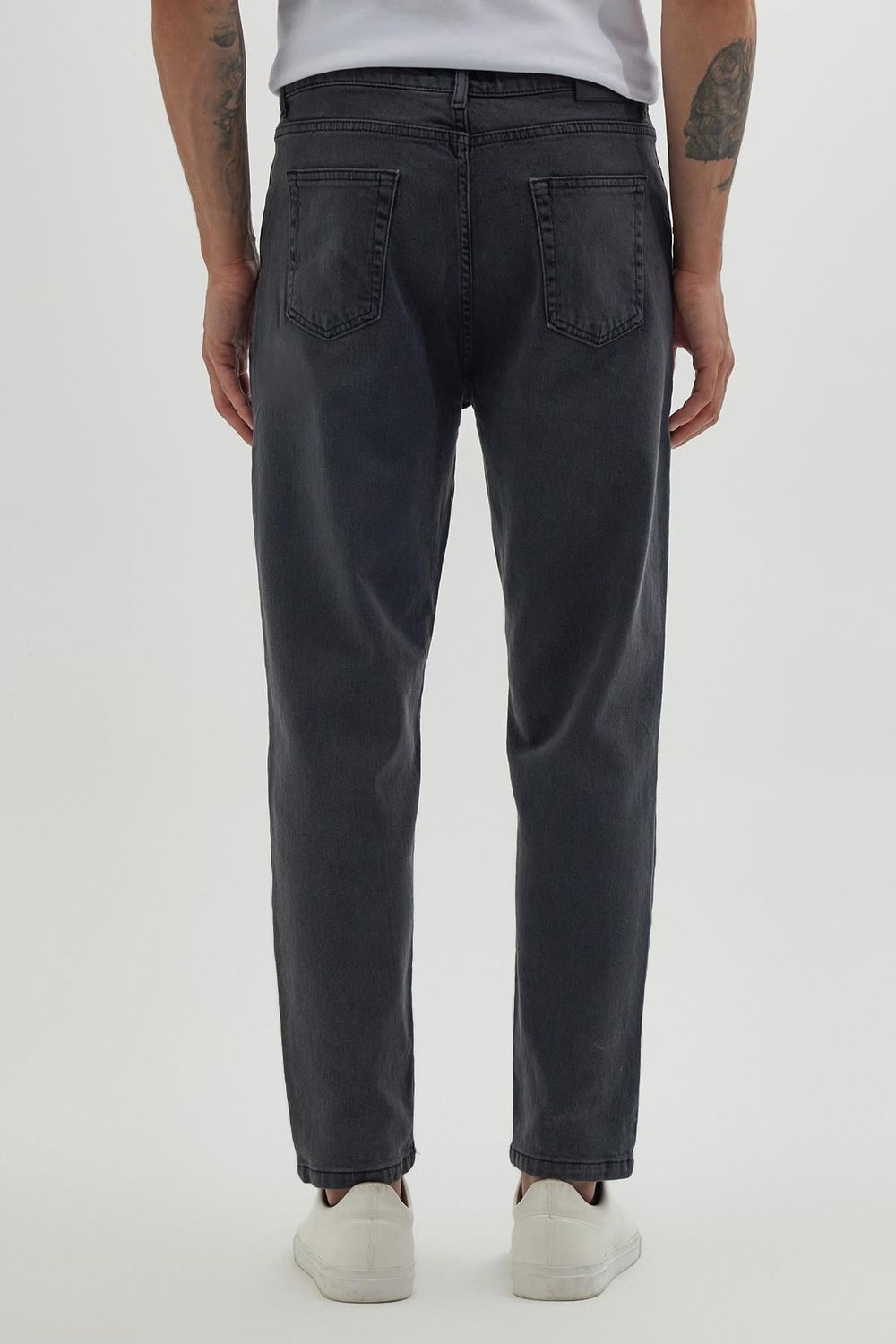 Erkek Regular Fit Bol Kesim Denim Yıkamalı Efektli Esnek Gri Jean Kot Pantolon