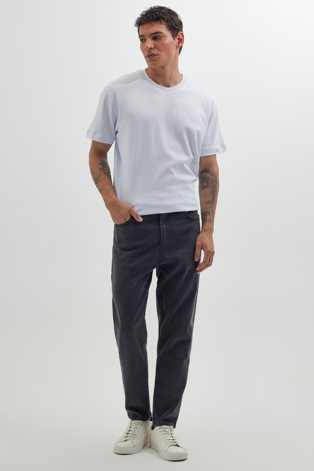 Erkek Regular Fit Bol Kesim Denim Yıkamalı Efektli Esnek Gri Jean Kot Pantolon
